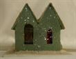 Cardboard house - early, double peaked roof, also hangs as an ornament