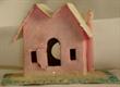 Cardboard house, vintage, light pink